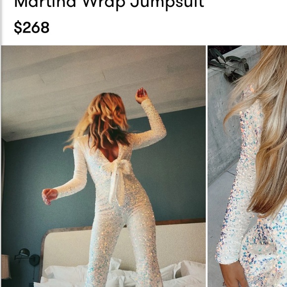 Show Me Your MuMu Sequin Wrap Jumpsuit in White - Picture 1 of 3